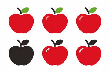 Apple Vector Set, Apple Fruit Clipart Bundle, Red and Green