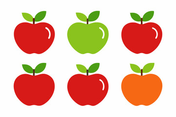 Apple Vector Set, Apple Fruit Clipart Bundle, Red and Green