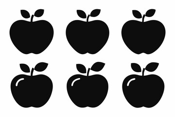 Apple vector silhouette set, apple icon set	
