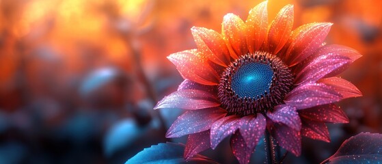 Close-up of a Vibrant Sunflower with Glittering Petals