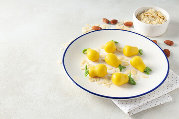 Marzipan, concept of tasty and delicious sweet food