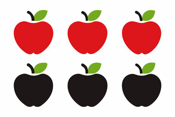 Apple Vector Set, Apple Fruit Clipart Bundle, Red and Green
