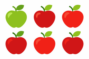 Apple Vector Set, Apple Fruit Clipart Bundle, Red and Green