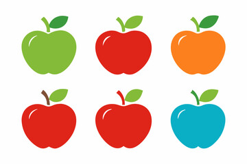 Apple Vector Set, Apple Fruit Clipart Bundle, Red and Green