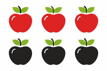 Apple Vector Set, Apple Fruit Clipart Bundle, Red and Green