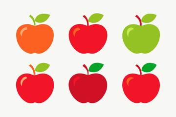 Apple Vector Set, Apple Fruit Clipart Bundle, Red and Green