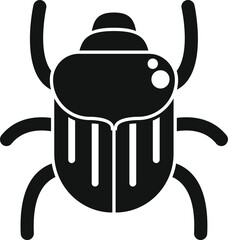Black scarab beetle standing with legs open icon in simple style on a white background
