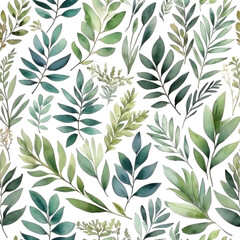 Fototapeta premium seamless Watercolor Pattern using botanical elements.