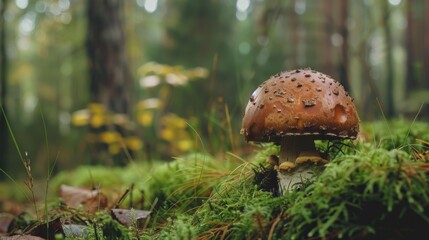 Mushroom Growing in a Lush Forest