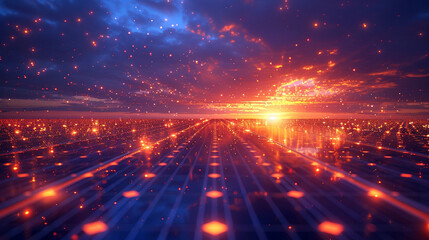 Fototapeta premium As the sun sets, our solar panels stand ready to power a brighter tomorrow-3