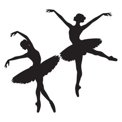 Ballerina silhouette Dancer isolated on white background. Vector female ballet dancer