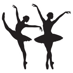 Ballerina silhouette Dancer isolated on white background. Vector female ballet dancer