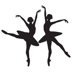 Ballerina silhouette Dancer isolated on white background. Vector female ballet dancer