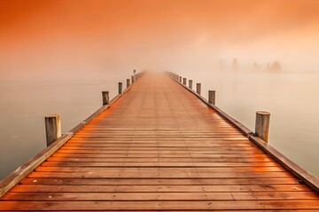 Fototapeta premium Foggy Pier with Creaking Wooden Planks