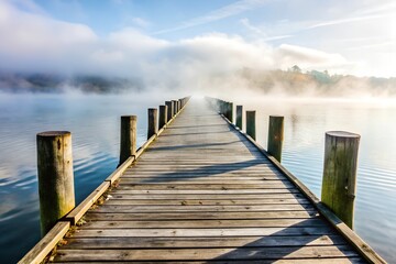 Foggy Pier with Creaking Wooden Planks