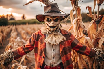 Spooky Scarecrow in a Field