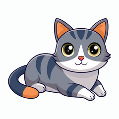 vector 2d cute cat lying down and looking at the camera