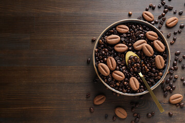 Cookies in a bowl with coffee beans