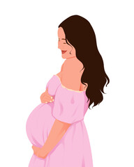 Illustration of a pregnant woman, symbolizing motherhood, care, and anticipation, perfect for maternity content, health, family-themed art, and lifestyle designs.