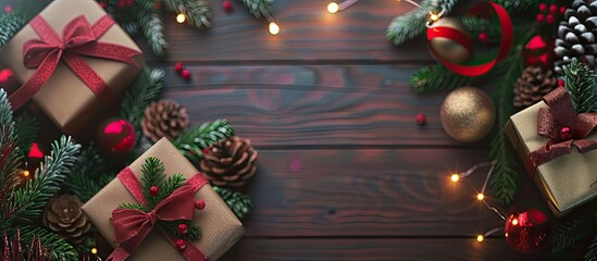 Naklejka premium Mockup for New Year cards banners and party flyers. Copy space image. Place for adding text and design