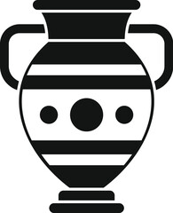 Ancient greek vase with traditional circular ornamentation standing on pedestal