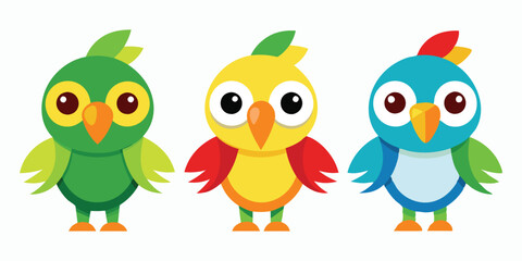 3 different style kid perrot icons for design