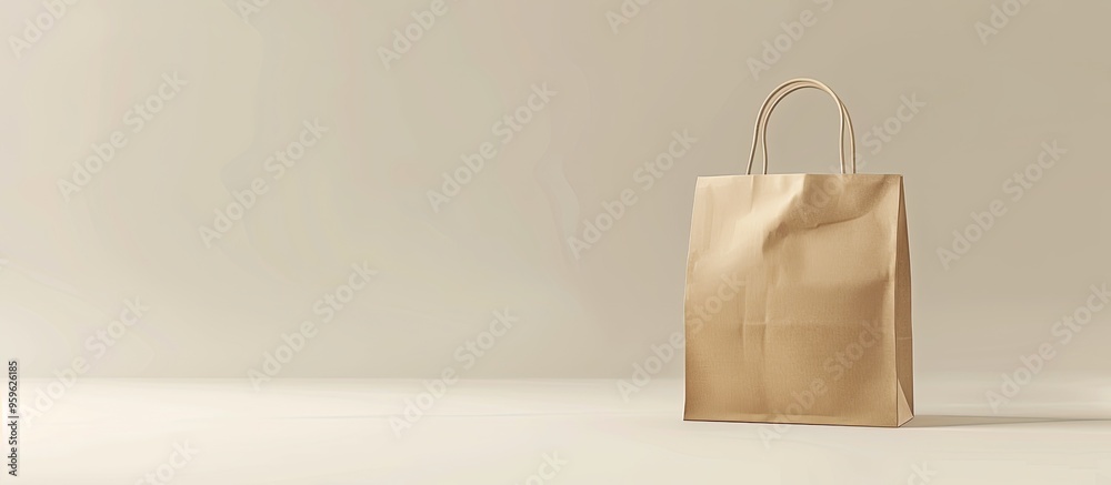 Wall mural Paper bag on a white background. Copy space image. Place for adding text and design