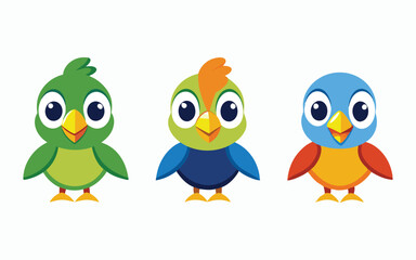 3 different style kid perrot icons for design