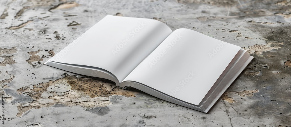 Poster creative writing idea white notebook. copy space image. place for adding text and design