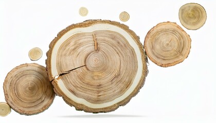 Obraz premium Tree Trunk Cross-Section in Mid-Air: Isolated for Clear Focus on Details