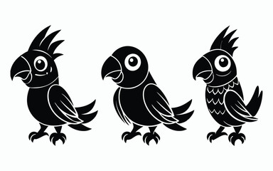 3 different style kid perrot icons for design