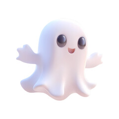 3d cute pink ghost icon. Realistic 3d high quality isolated render