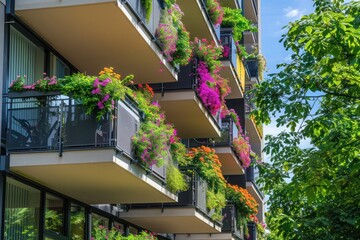 Fototapeta premium balcony with flowers and plants