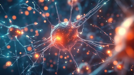 A graphic representation of scientific research data, with glowing neural networks and digital pathways