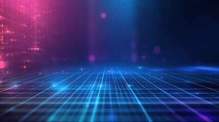 A high-tech presentation background with a digital grid pattern and glowing elements designed for a modern tech look