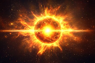Fototapeta premium Stylized sun with radiating rays