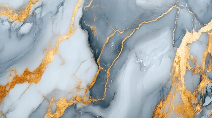 Abstract grey and white marble with gold veins.