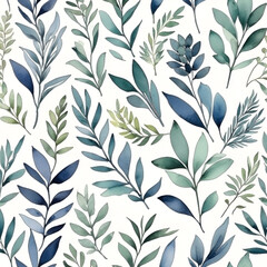 Fototapeta premium seamless Watercolor Pattern using botanical elements.