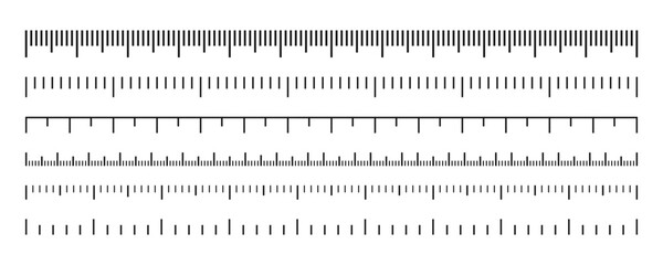Measurement scale set. Measuring tool, markup for rulers. Vector