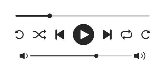 Music media player. Media player concept with play button, volume, rewind, forward. Vector illustration © Cezar_911
