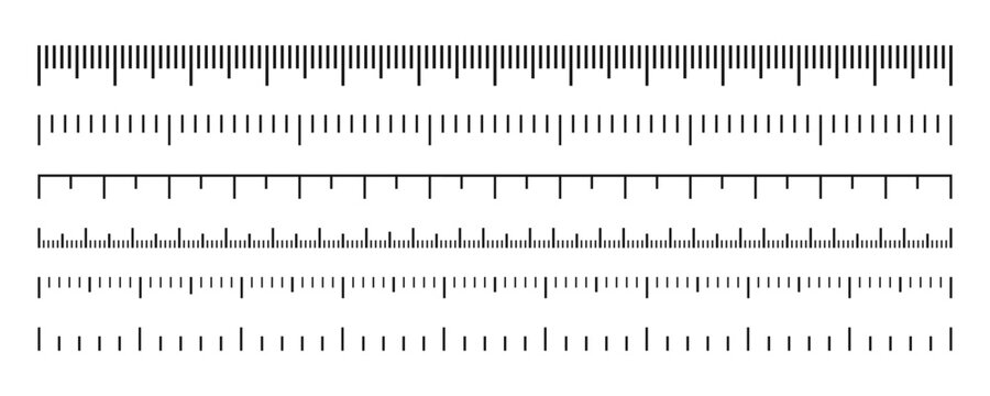 Measurement scale set. Measuring tool, markup for rulers. Vector