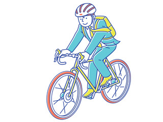 Obraz premium 自転車通勤する若い男性ビジネスマン