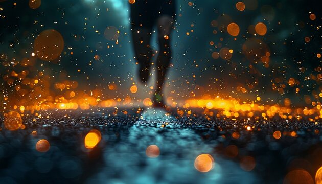 Sports background with bokeh. . athlete's legs in the background. The concept of a sports lifestyle. copy space