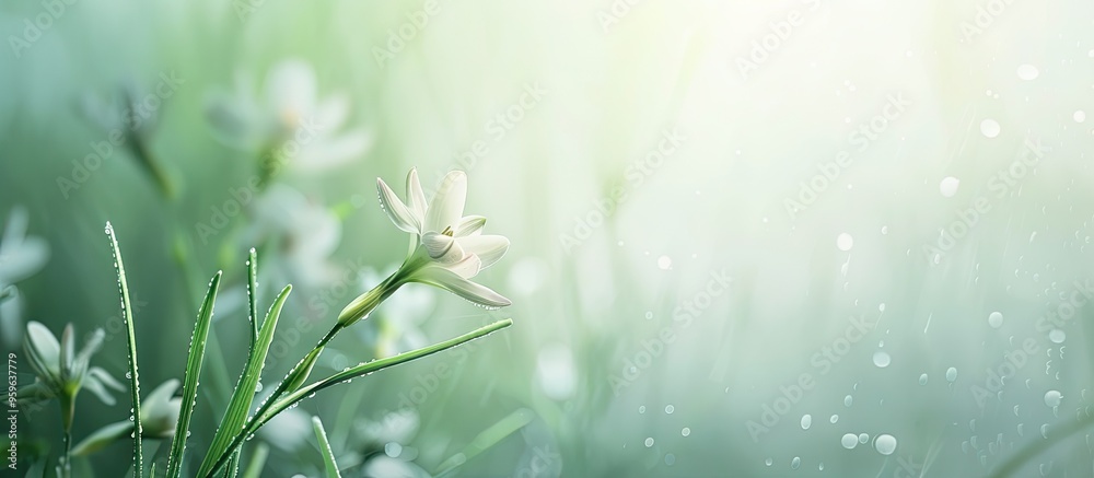 Poster grass flower with space for text focus is selective. copy space image. place for adding text and des