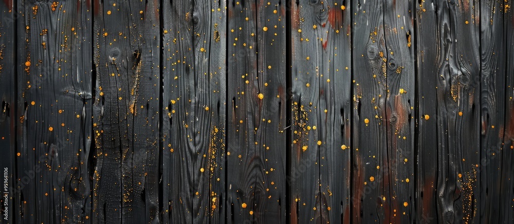 Wall mural wood background texture featuring yellow spots. copy space image. place for adding text and design