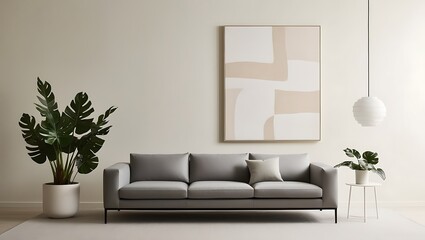 Modern interior design for home, office, interior details.  Beautiful dog lying on the couch. Home decor.