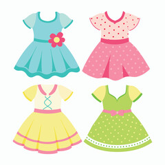 vector 4 set babydoll dress design