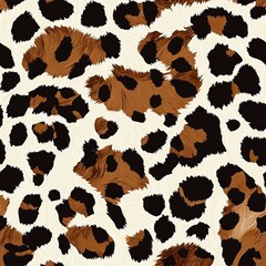 seamless pattern of brown jaguar spots combined with light cowhide spots