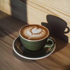 coffee cup with a heart made in latte art