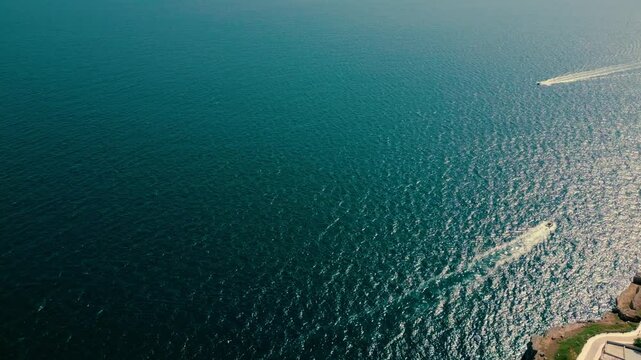Scenic Aerial View of Boats Sailing off Polignano a Mare